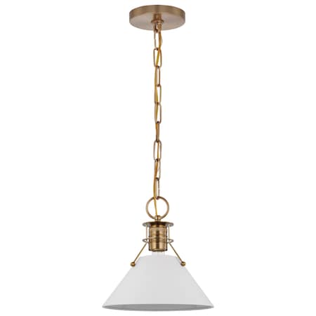 Nuvo Outpost 1-Light Large Pendant Matte White with Burnished Brass 60/7526